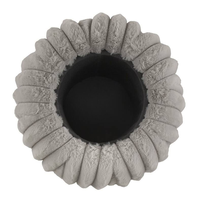 Yerba Plush Furry Channel Fabric Storage Ottoman by iNSPIRE Q Modern