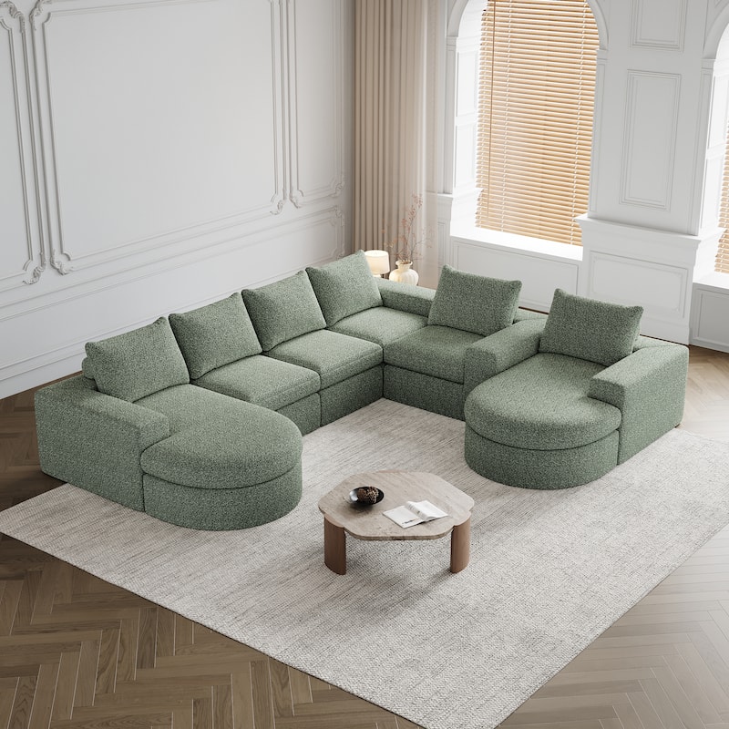 Roomfitters 99" Modern Chenille Cloud Curved Sectional Sofa with Chaise, L-Shaped Couch, for Living Room or Apartment