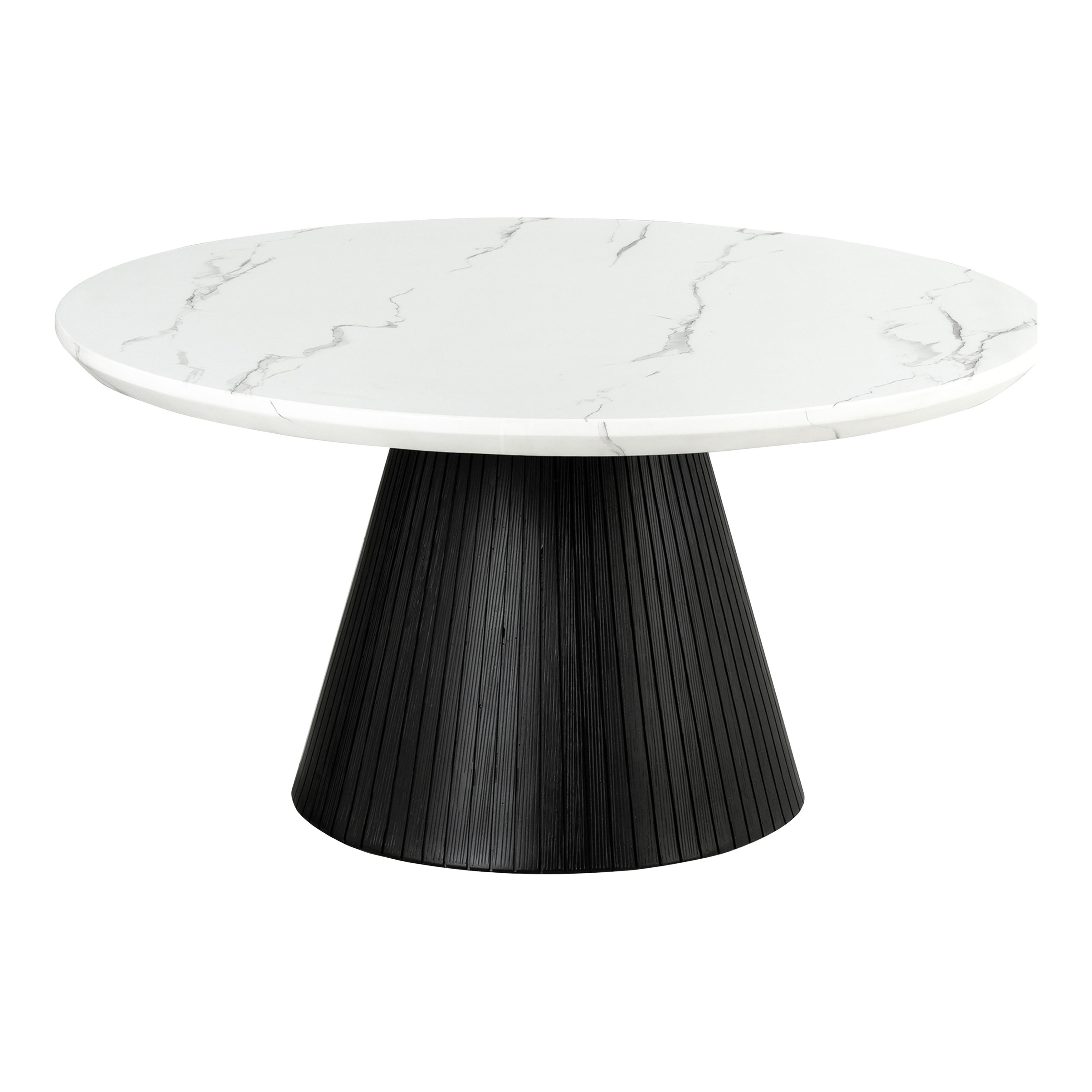 Modern White & Black Faux Marble Round Coffee Table