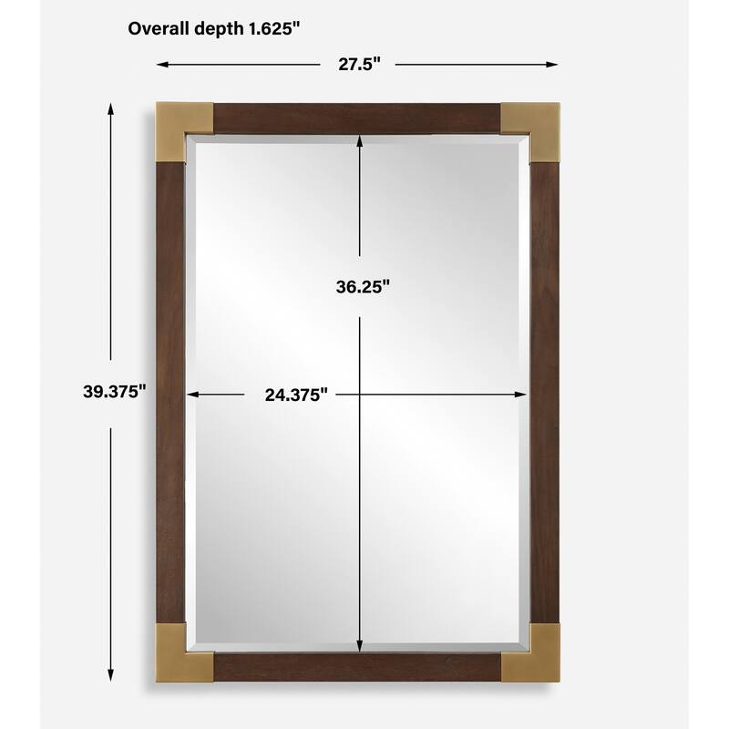 Uttermost Rhea Walnut Mirror - 39.375'' H X 27.5'' W X 1.625'' D