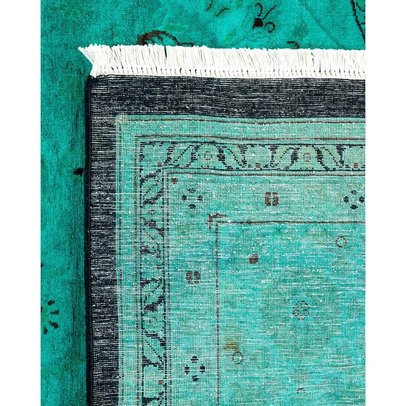 Overton Hand Knotted Wool Vintage Inspired Modern Contemporary Overdyed Blue Area Rug - 8' 1" x 10' 6"
