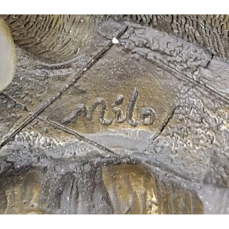 Mother Imitative Dog And 2 Puppies Bronze Sculpture Statue Pet Decor Signed Art Marble Base