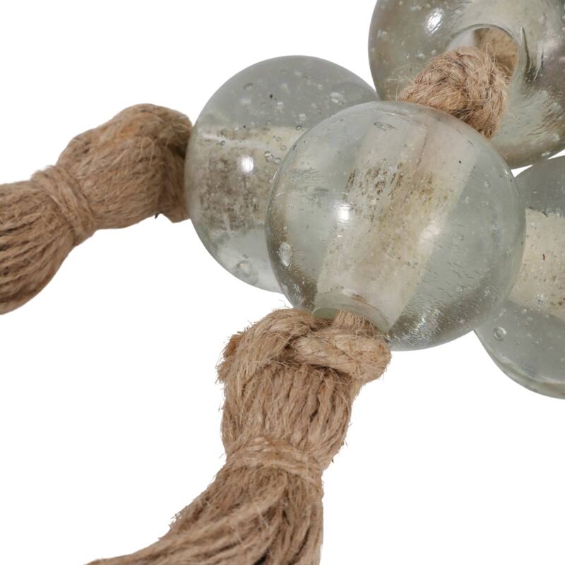 Glass Bead Garland Jute Tassels Modern Handcrafted Accent Strand