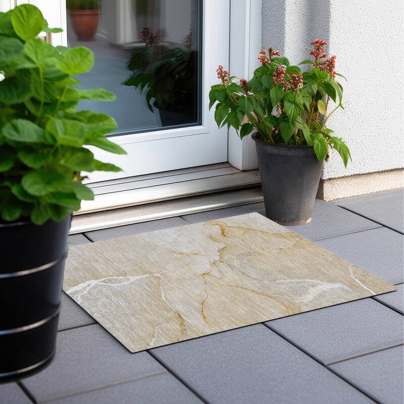Machine Washable Indoor/ Outdoor Abstract Chantille Rug