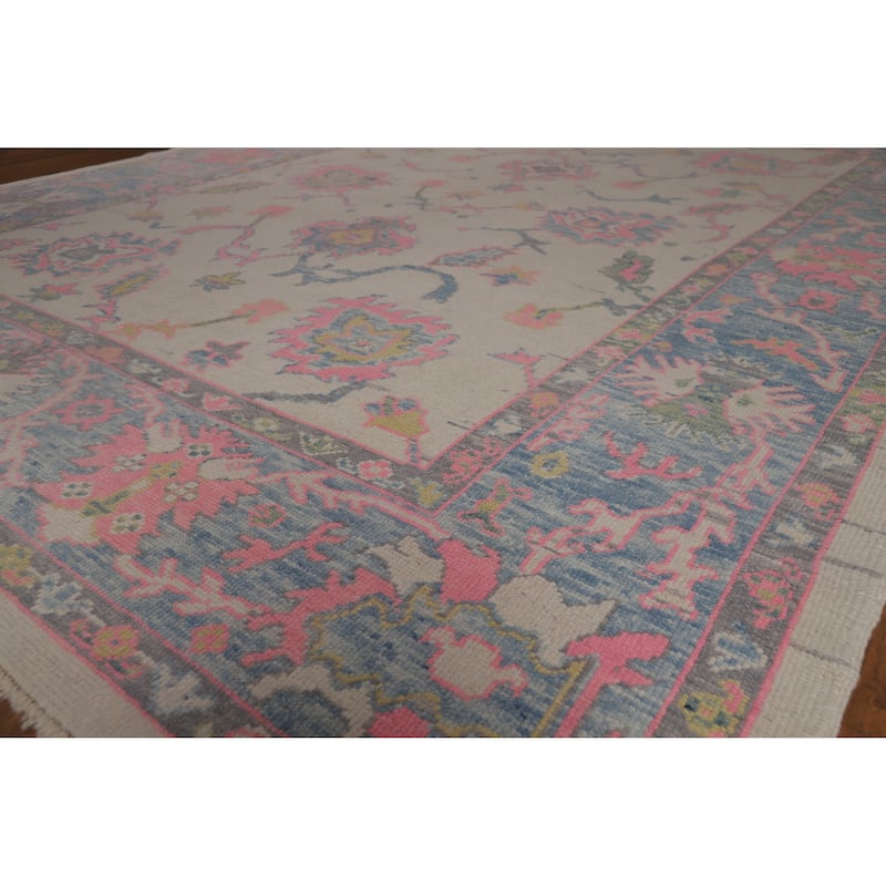 Hand Knotted Oriental 100% Wool Carpet Transitional All-Over Beige & Ivories Oushak Area Rug - 10' 7'' X 8' 4''
