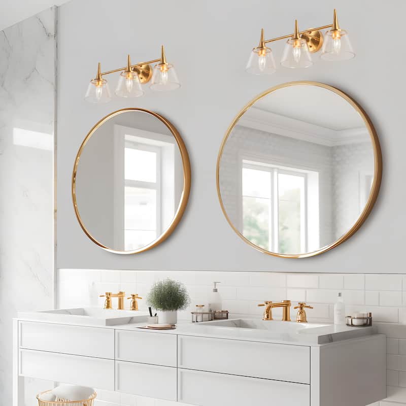 Mola Modern Gold 1/2/3/4-Light Bathroom Vanity Lights Glass Wall Sconces