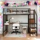 preview thumbnail 2 of 24, Full Size Loft Bed With Desk,Lateral Storage Ladder and Wardrobe for Home