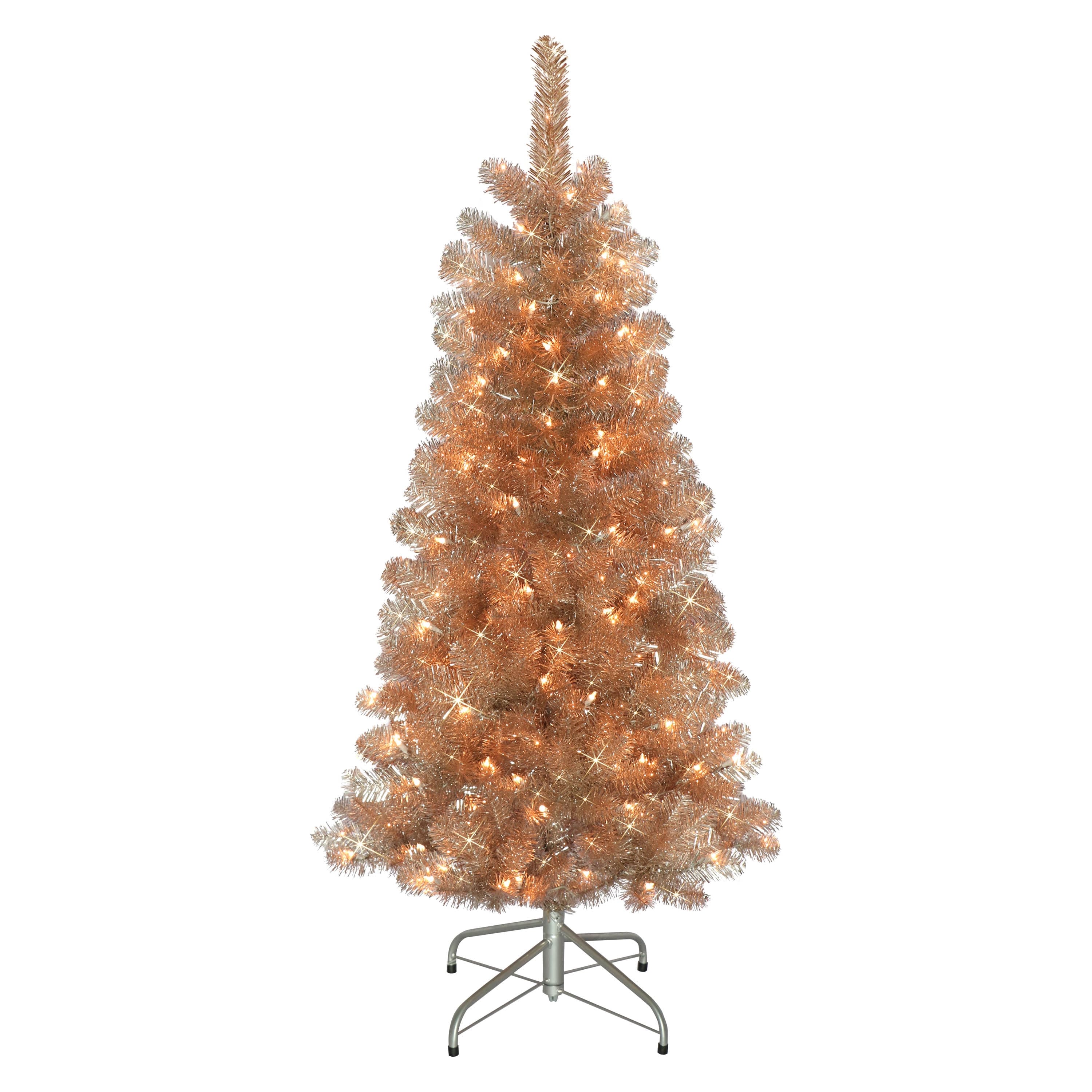 Puleo International 4.5' Pre-Lit Rose Gold Artificial Christmas Tree ...