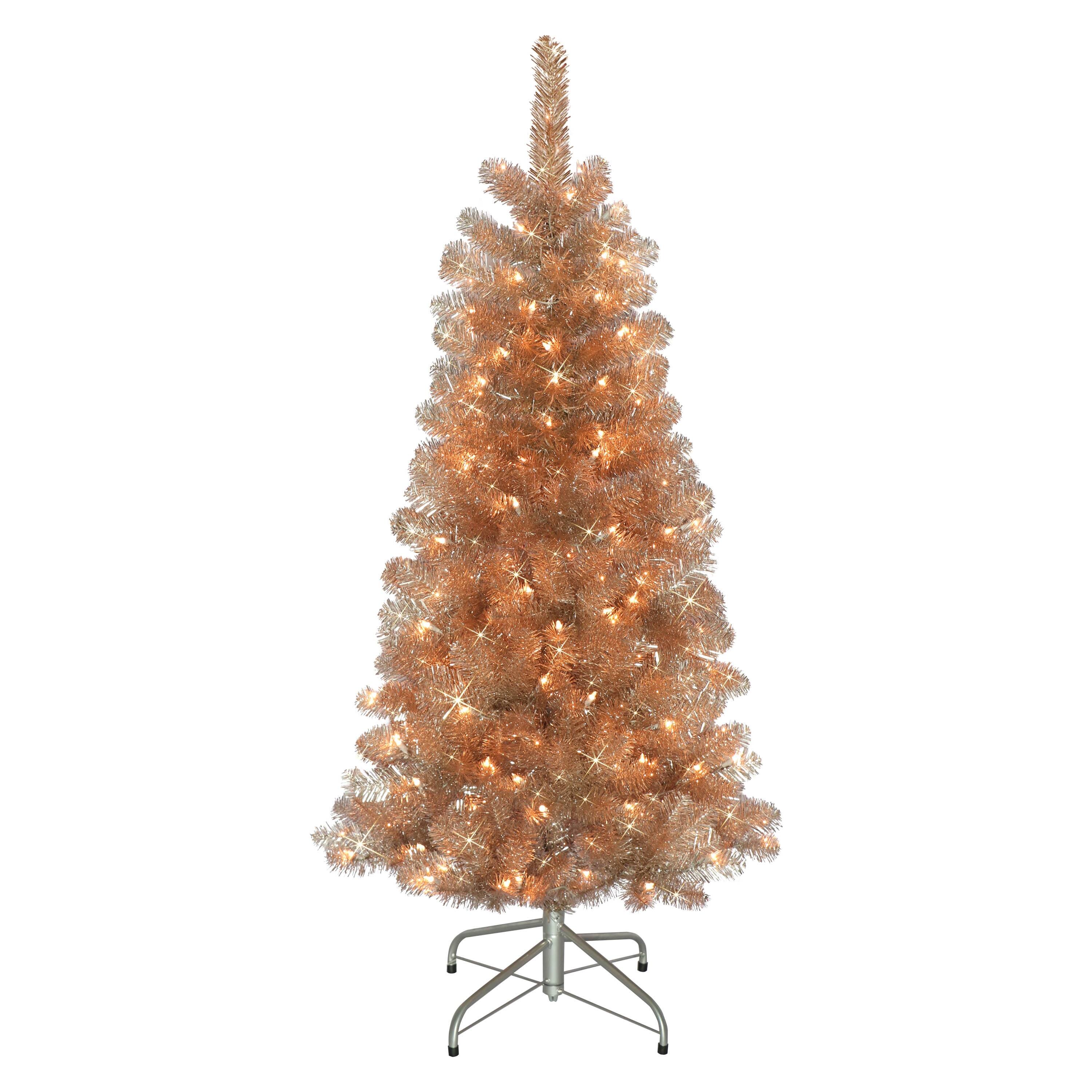 Puleo International 4.5' PreLit Rose Gold Artificial Christmas Tree