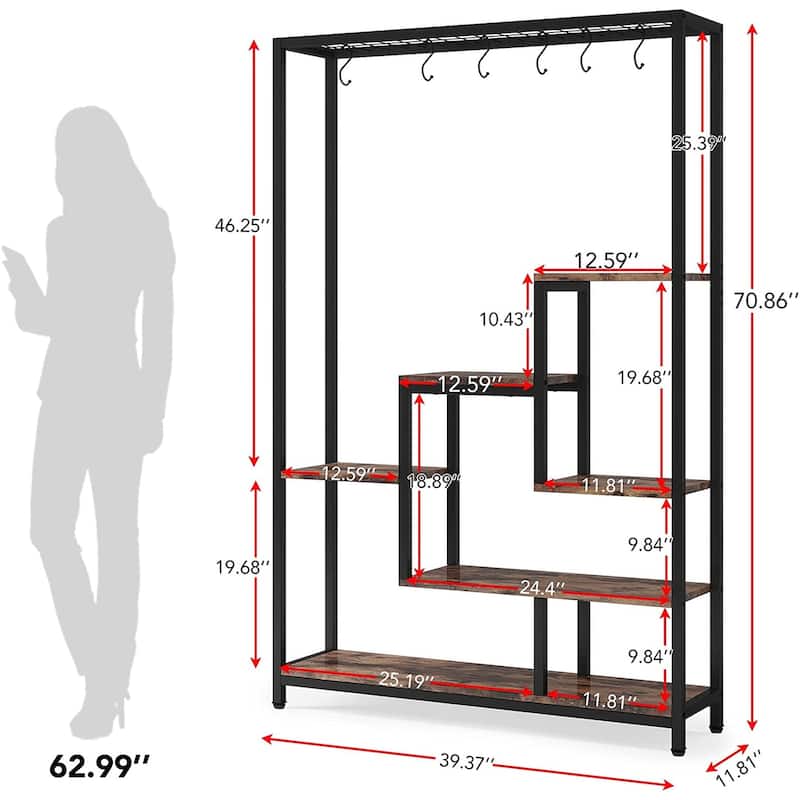 5-Tier Tall Indoor Plant Stand, 70.9 inches Plant Shelf with 10PC Hanging Hooks