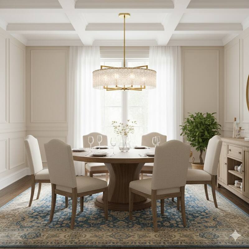 8-Light Brass Chandelier With Clear Rippled Glass