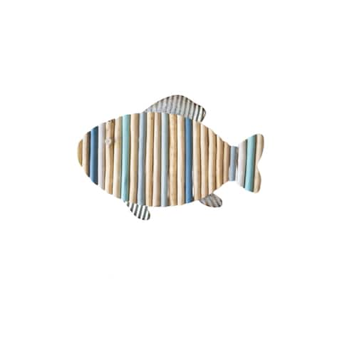 Painted Driftwood Fish Wall Decor - 26-inch Diameter