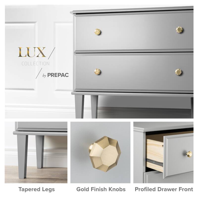 Prepac Lux 27.75" W Nightstand Bedside Table, Nightstand for Bedroom, End Table with 2 Drawers