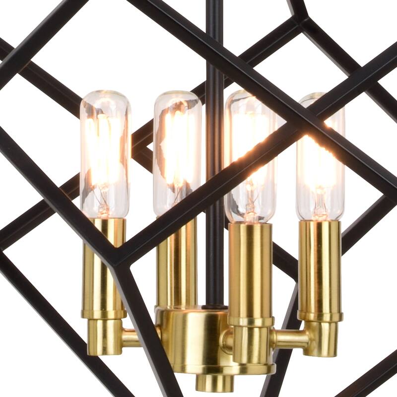 Rad 4 Light Mid-Century Modern Geometric Cage Bulb Pendant