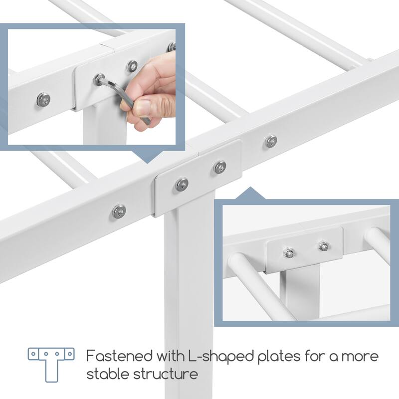 Yaheetech Metal Platform Bed Frame with Underbed Storage Bed Frame with Cloud-inspired Design Headboard