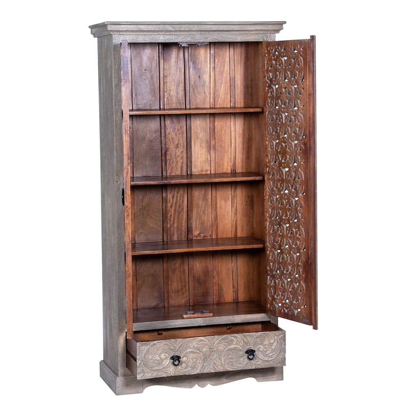 Maadze Mandolin 70.6" High Carved Armoire with Shelves and Drawers