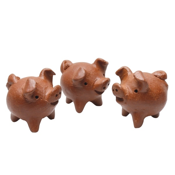 Ceramic Three Legged Good Luck Pig Sculptures From Chile Set Of 3 Ceramic Three Legged Good Luck Pig Sculptures From Chile Set Of 3 Brown