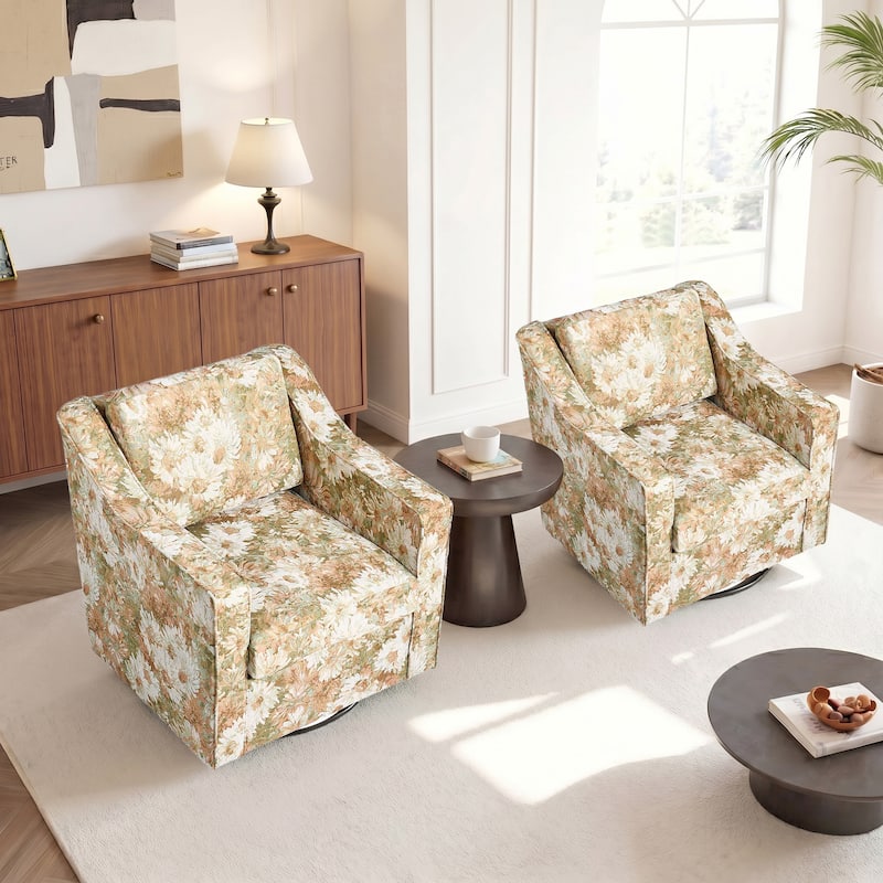 Modern Swivel Upholstered Armchair Accent chair Set of 2