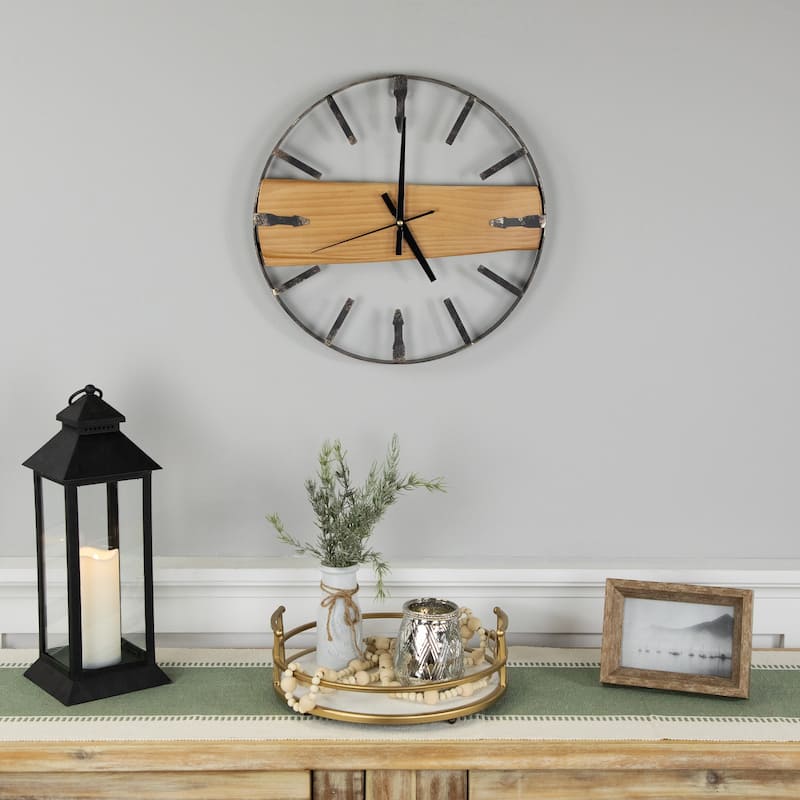 Rustic Metal Frame Wall Clock -15.75" - Black - 15.75"