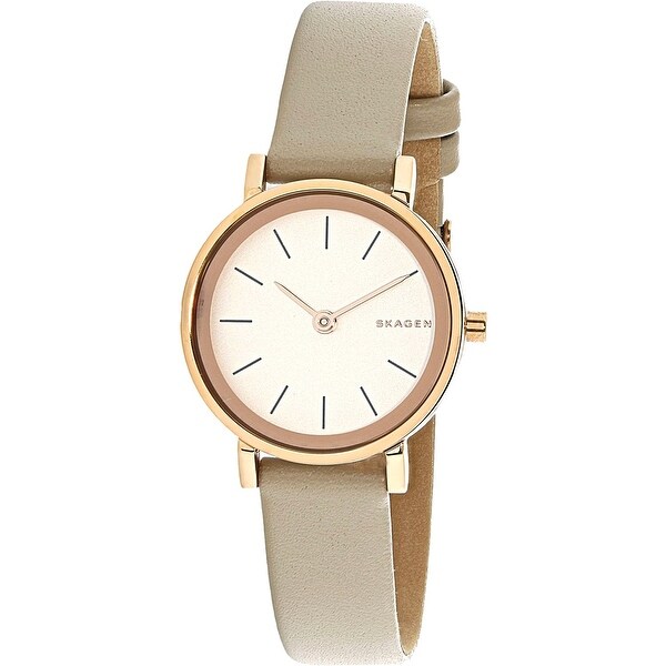 Shop Skagen Women's Hald Rose-Gold Leather Quartz Fashion Watch - Free Shipping Today ...