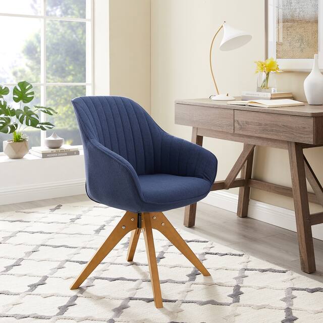 Art Leon Classical Swivel Office Accent Chair with Wood Legs