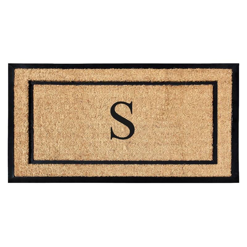 A1HC Natural Coir Monogrammed Door Mat for Front Door, Durable Large Outdoor Rug, Heavy Duty Welcome Doormat - 24" X 48"