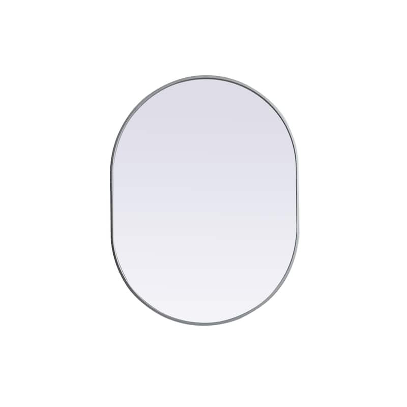 Indigo Home Metal Frame Oval Mirror 30x40 Inch - Silver