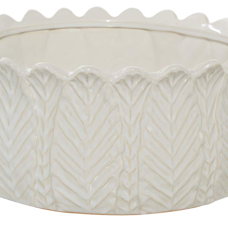 White Ceramic Traditional Planter (Set of 3) - 17 x 16 x 6Round