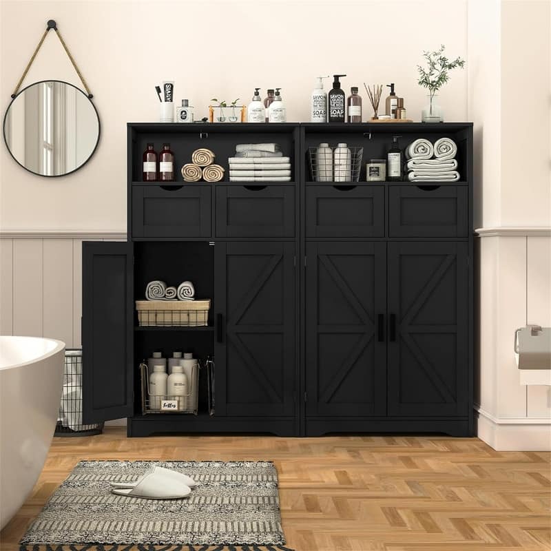 Floor Cabinet with 2 Doors 2 Drawers - 11.4"D x 23.6"W x 42.7"H