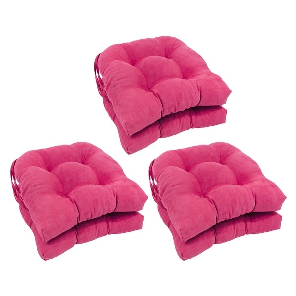 slide 2 of 2, 16-inch U-shaped Indoor Microsuede Chair Cushions (Set of 2, 4, or 6) Set of 6 - Bery Berry