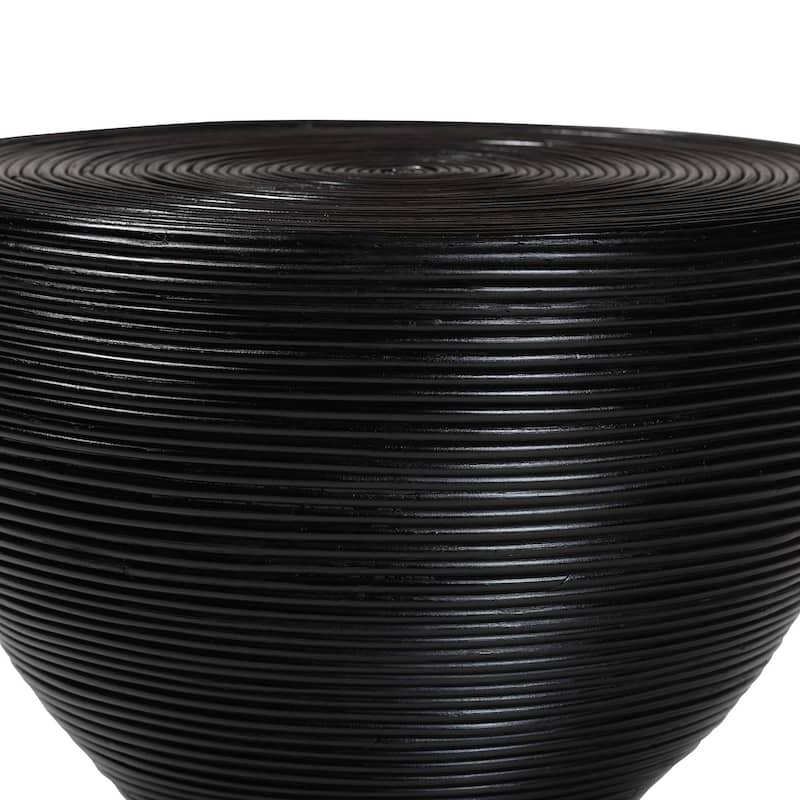 Tokyo Laminated Natural Rattan Side Table - Hourglass Table with Sculptural Design, Boho Chic Style for Living Room