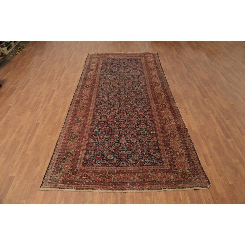 Hand Knotted Oriental 100% Wool Carpet Traditional Floral Navy Blue & Blues Sultanabad Area Rug - 12' 11'' X 6' 0''