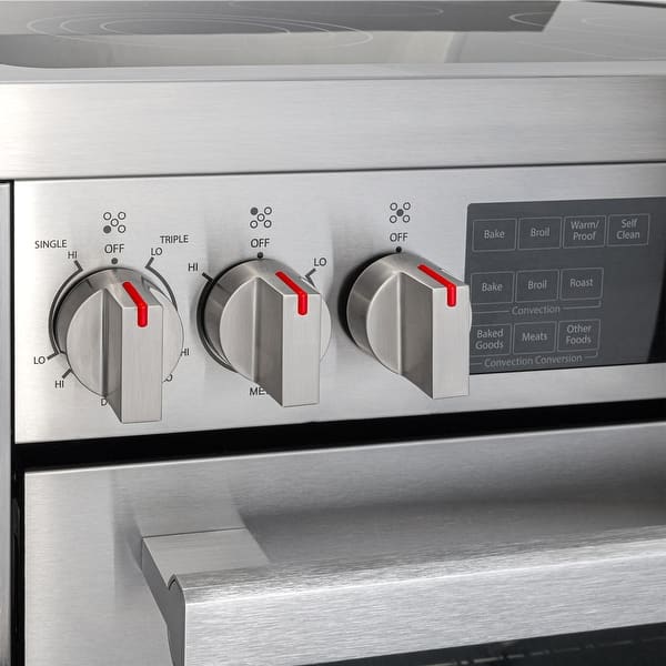 dimension image slide 2 of 3, Cosmo 30 in 5 cu. ft. Single Oven Electric Range with Convection Oven