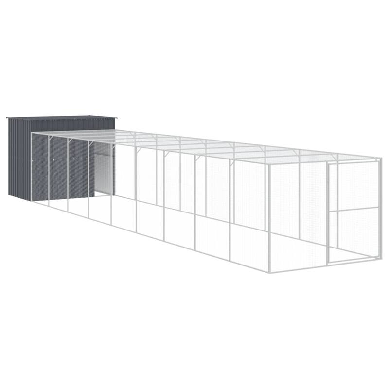 vidaXL Dog House with Run Light Gray/Anthracite multisize Galvanized Steel