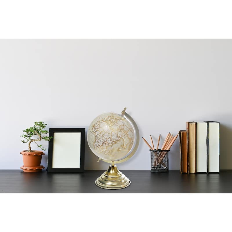 8" Decorative Gold Globe With Stand
