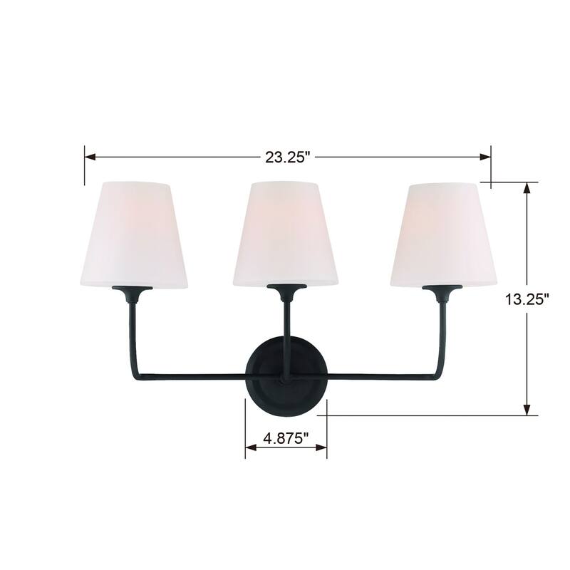 Libby Langdon for Crystorama Sylvan 3 Light Black Forged Bathroom Vanity - 23.25'' W x 13.25'' H x 9.75'' D