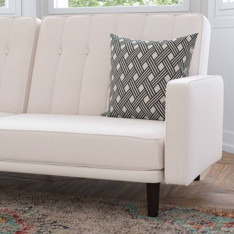 Convertible Split Back Futon Sofa Sleeper with Wooden Legs