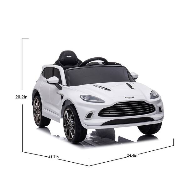 dimension image slide 1 of 3, Official Licensed Aston Martin 12V Kids Ride-On Car with Remote Control, 4-Wheel Suspension, LED Lights, Music, and USB Port