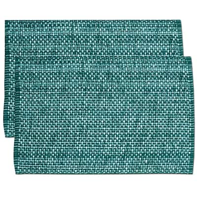 Sweet Home Collection Two Tone Cotton Woven 13x19 Placemats Turquoise (Set of 2, 4, or 6)