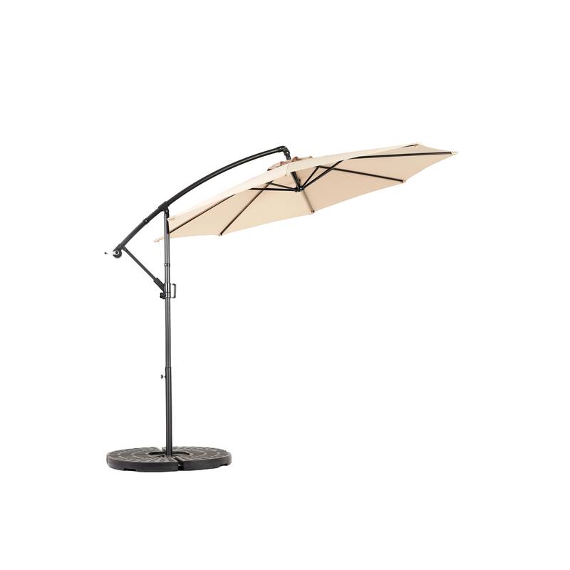 Hanging Patio Umbrella Polyester Parasol with Tilt Adjustment 8 Ribs, for Backyard Poolside - (Dark Green)