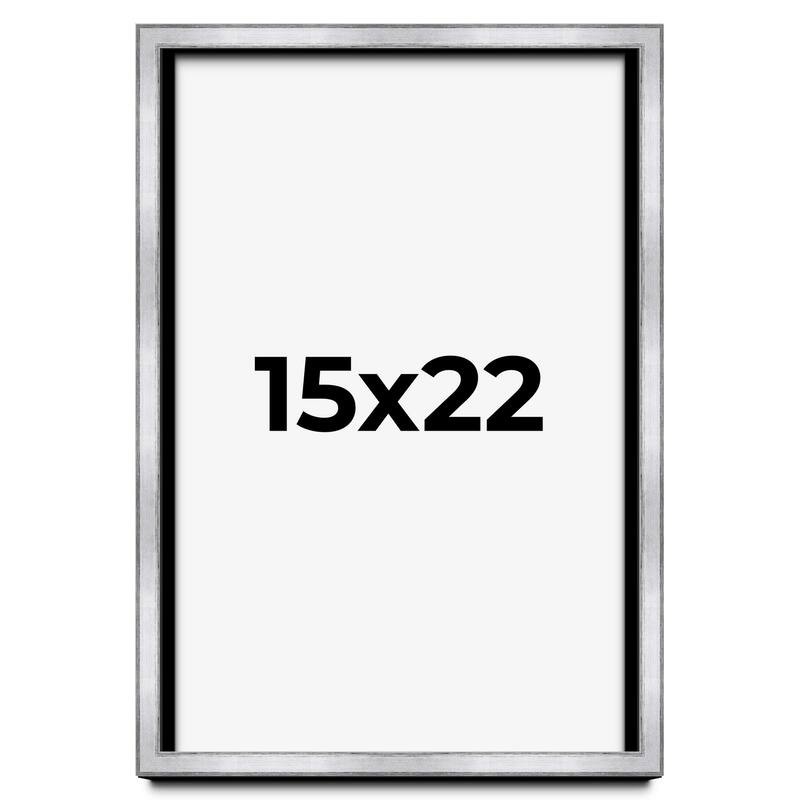 15x22 Shadow Box Frame Silver | 1.375 Inches Deep Real Wood