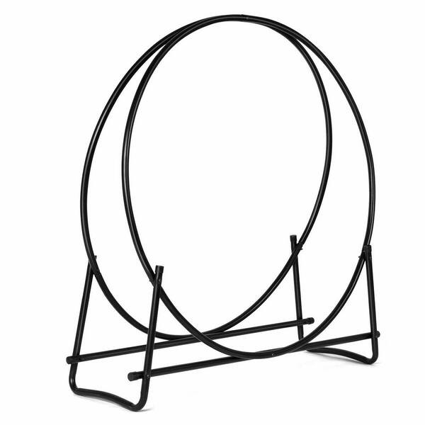 Gymax 40 Steel Tubular Log Hoop Round Firewood Storage Holder Rack Overstock 33042617