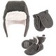 preview thumbnail 2 of 0, Hudson Baby Unisex Baby Trapper Hat, Mitten and Bootie Set, Heather Charcoal 12-18 Months - Heather Charcoal