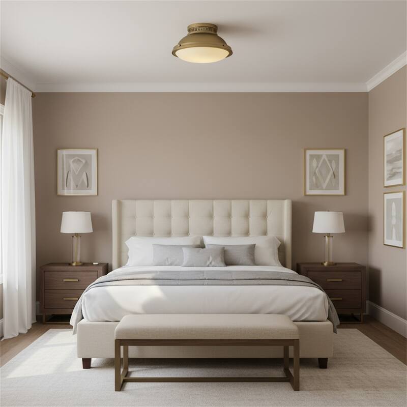 2-Light 14-in Polished Brass Flush Mount