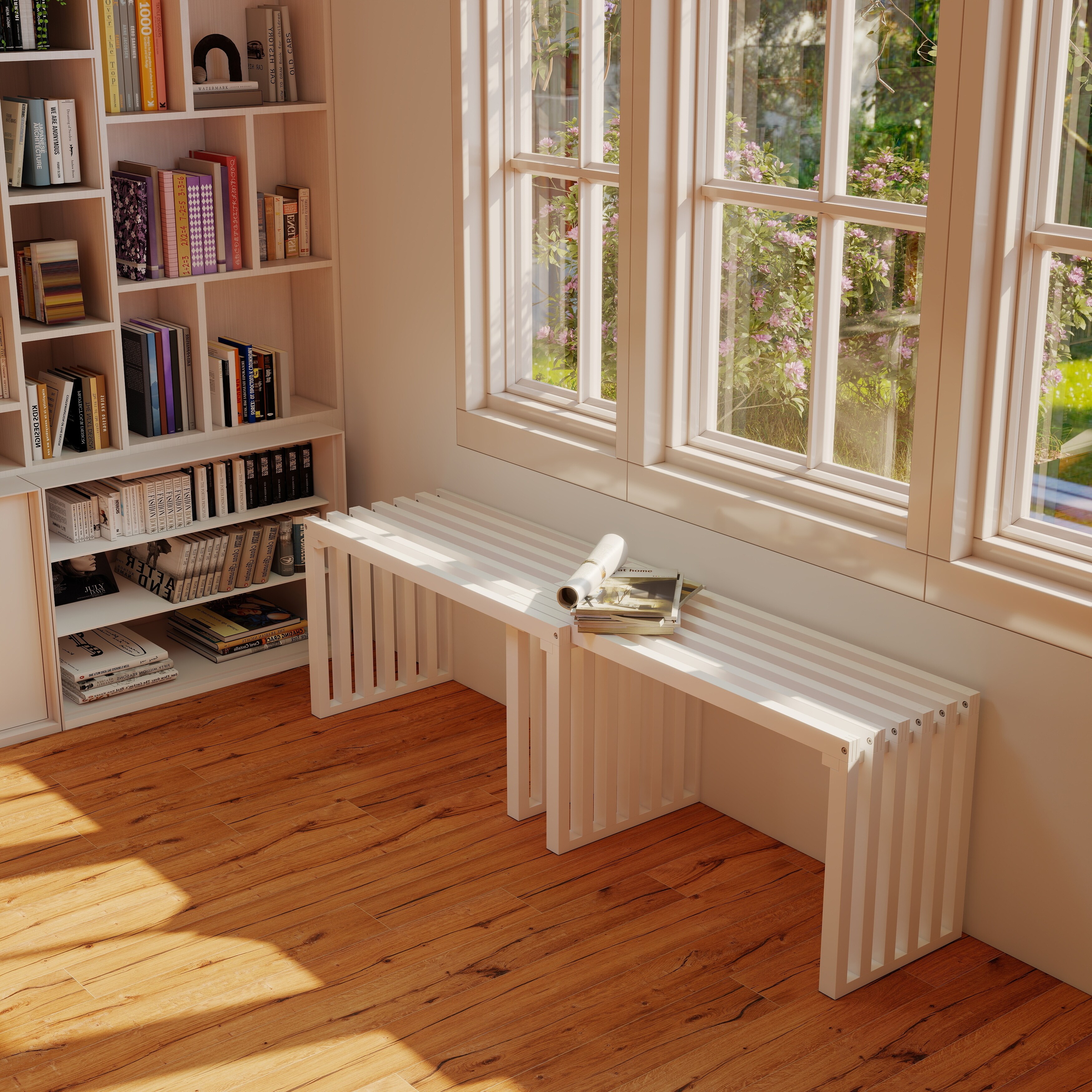 Expandable Bench, Dining Bench, Entryway Shoe Bench, Space-Saving Seating