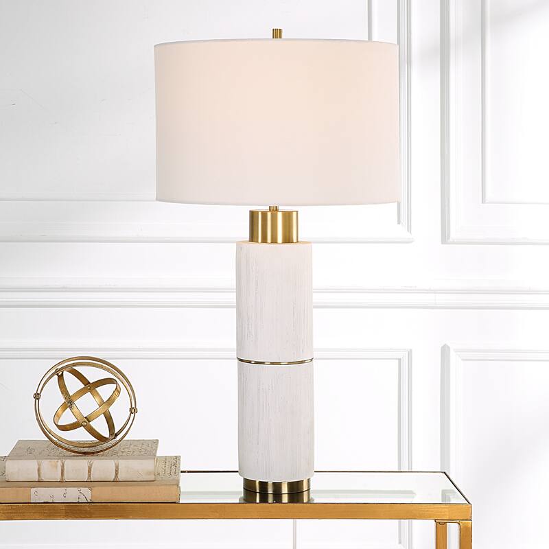 Uttermost Ruse Whitewashed Table Lamp - 16 W X 30 H X 16 D (in)