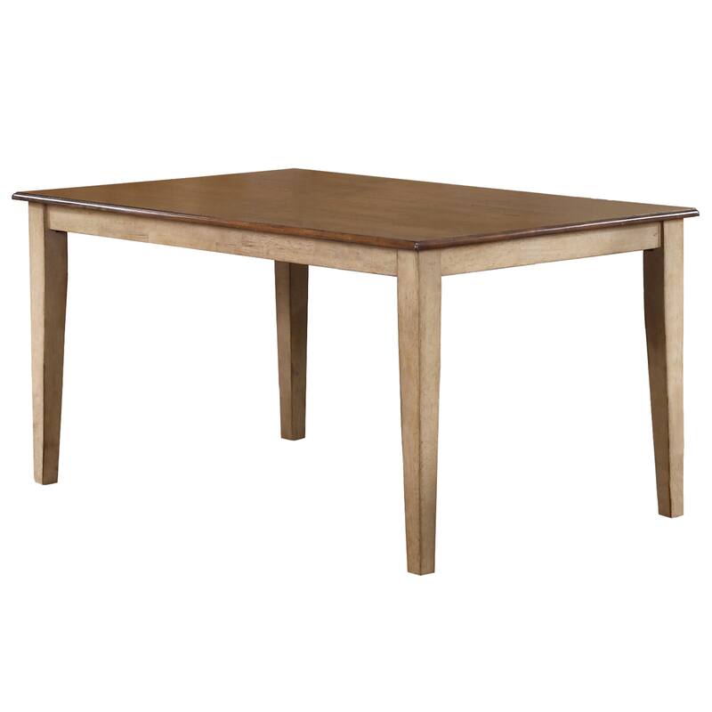 Distressed Two Tone Rectangular Wood Dining Table - 60" - Light Cream and Brown