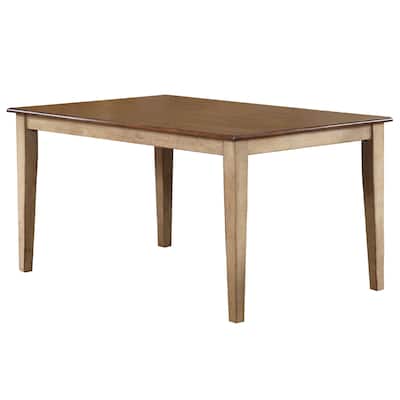 Distressed Two Tone Rectangular Wood Dining Table - 60" - Light Cream and Brown