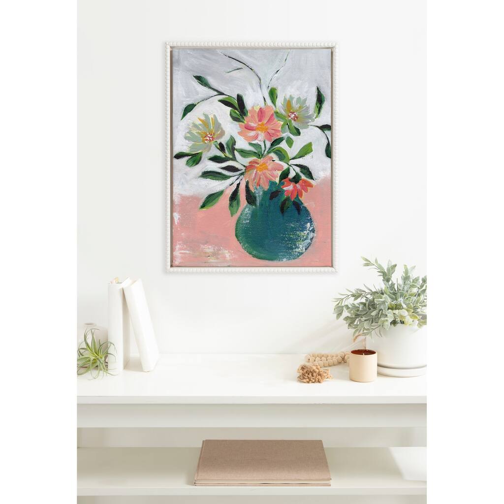 Kate and Laurel Sylvie Beaded Wild Blooms Canvas by Nikita Jariwala