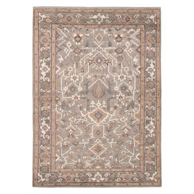 ECARPETGALLERY Hand-knotted Jules Serapi Grey Silk, Wool Rug - 5'3 x 7'5